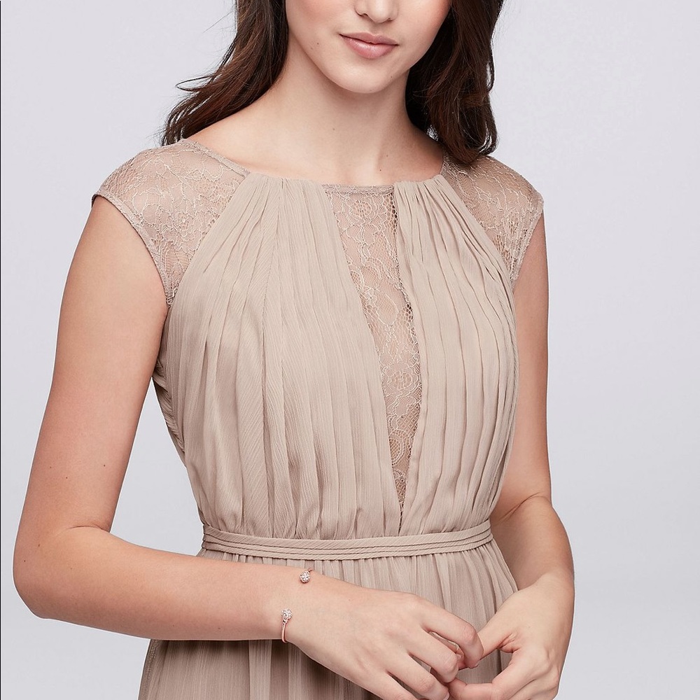 Women's Pleated Lace Bodice Sleeveless Dress - Purple - Picture 6 of 7